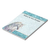 Turquoise Aqua Glitz Glitter Eenhoorn Notitieblok (Linkerzijde)