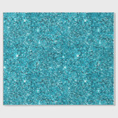 Turquoise Aqua Glitzy Sparkle Glitter Cadeaupapier (Vlak)