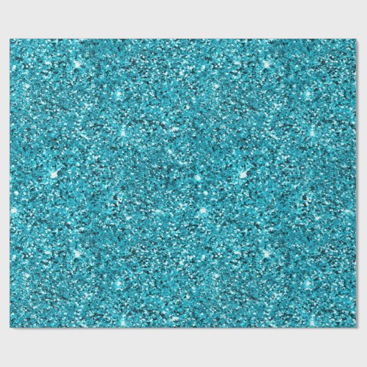 Turquoise Aqua Glitzy Sparkle Glitter Cadeaupapier (Vlak)