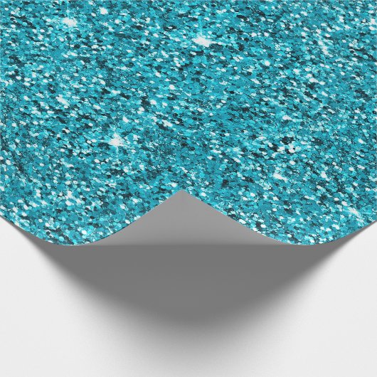 Turquoise Aqua Glitzy Sparkle Glitter Cadeaupapier (Hoek)