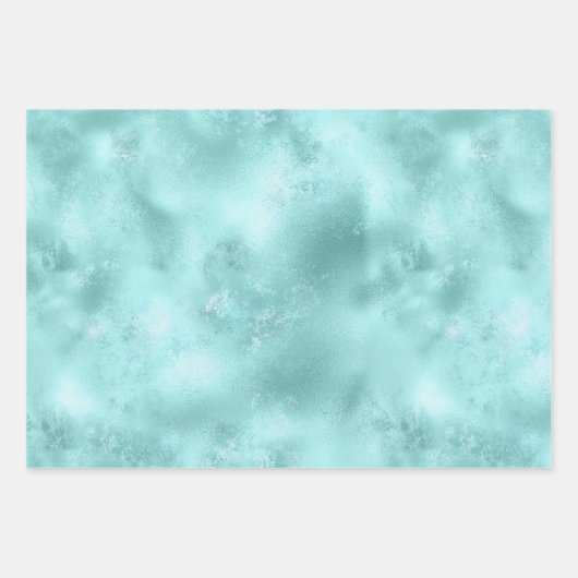Turquoise Aqua Gold Glam Glitter Inpakpapier Vel (Voorkant 2)