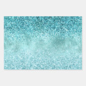 Turquoise Aqua Gold Glam Glitter Inpakpapier Vel (Voorkant)