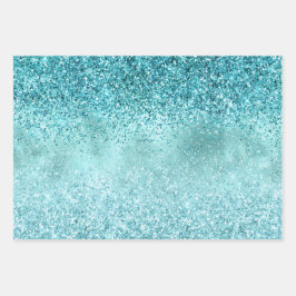 Turquoise Aqua Gold Glam Glitter Inpakpapier Vel
