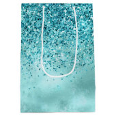 Turquoise Aqua Gold Glam Glitter Medium Cadeauzakje (Achterkant)