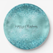Turquoise Aqua Gold Glam Glitter Papieren Bordje (Voorkant)