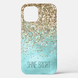 Turquoise Aqua Gold Glam Glitter Sparkle Case-Mate iPhone Case