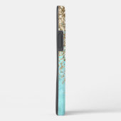 Turquoise Aqua Gold Glam Glitter Sparkle Case-Mate iPhone Case (Achterkant / Rechts)