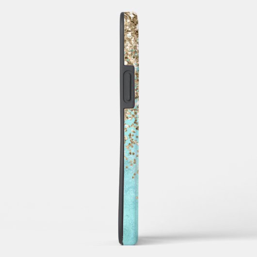 Turquoise Aqua Gold Glam Glitter Sparkle Case-Mate iPhone Case (Achterkant / Rechts)