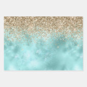 Turquoise Aqua Gold Glam Glitter Sparkle      Inpakpapier Vel (Voorkant)
