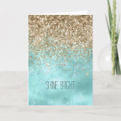 Turquoise Aqua Gold Glam Glitter Sparkle Kaart (Voorkant)