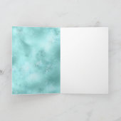 Turquoise Aqua Gold Glam Glitter Sparkle Kaart (Binnen)