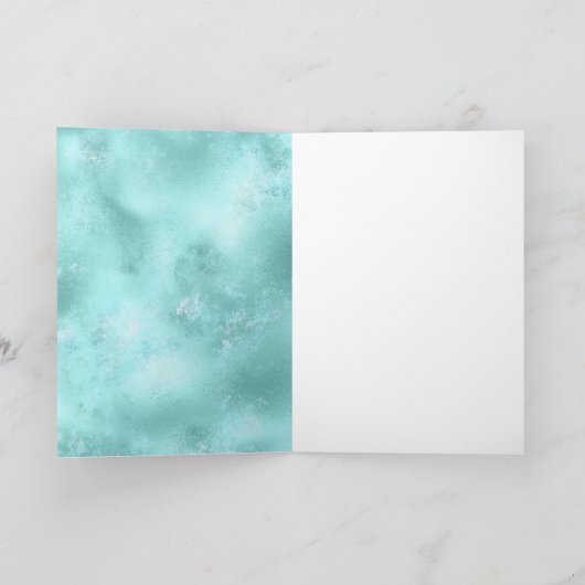 Turquoise Aqua Gold Glam Glitter Sparkle Kaart (Binnen)