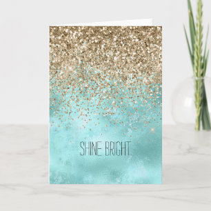 Turquoise Aqua Gold Glam Glitter Sparkle    Kaart