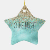 Turquoise Aqua Gold Glam Glitter Sparkle Keramisch Ornament (Voorkant)