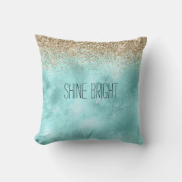 Turquoise Aqua Gold Glam Glitter Sparkle Kussen