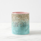 Turquoise Aqua Gold Glam Glitter Sparkle   Mok (Midden)
