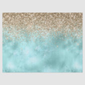 Turquoise Aqua Gold Glam Glitter Sparkle     Tissuepapier (Voorkant)