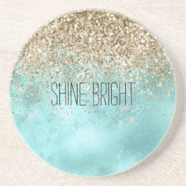 Turquoise Aqua Gold Glam Glitter Sparkle Zandsteen Onderzetter