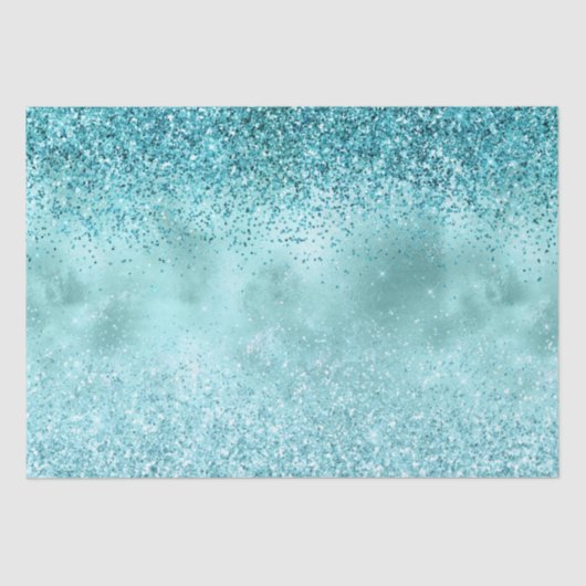 Turquoise Aqua Gold Glam Glitter Tissuepapier (Voorkant)