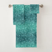Turquoise Aqua Green Sparkle Bad Handdoek (Insitu)