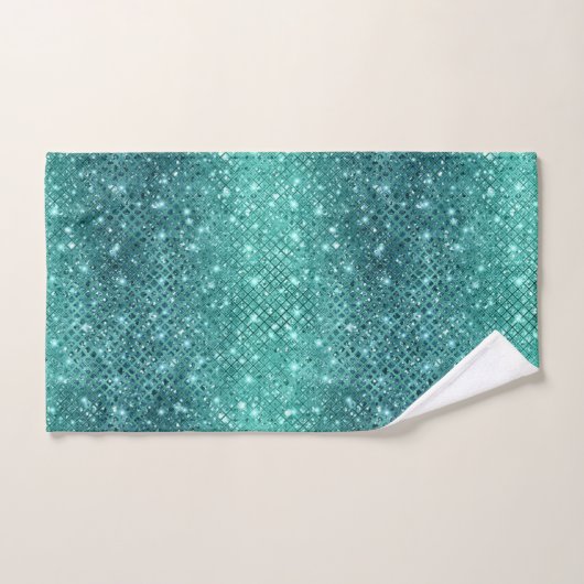 Turquoise Aqua Green Sparkle Bad Handdoek (Handdoek)