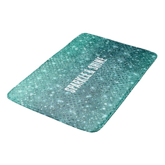 Turquoise Aqua Green Sparkle Badmat (Gekanteld)