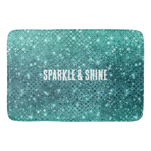 Turquoise Aqua Green Sparkle Badmat (Voorkant)