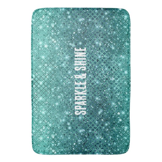 Turquoise Aqua Green Sparkle Badmat (Voorkant Verticaal)