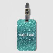 Turquoise Aqua Green Sparkle Bagagelabel (Voorkant (verticaal))