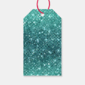 Turquoise Aqua Green Sparkle Cadeaulabel (Achterkant)
