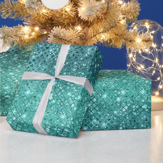 Turquoise Aqua Green Sparkle Cadeaupapier (Feestdagen)