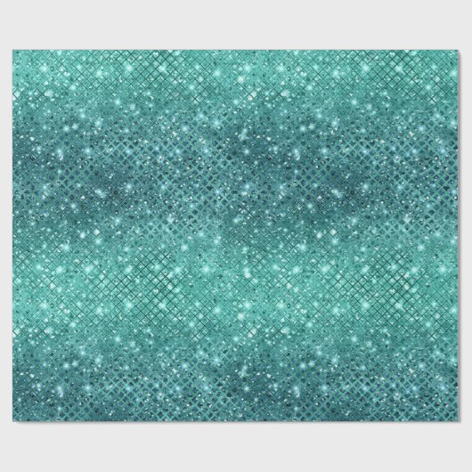 Turquoise Aqua Green Sparkle Cadeaupapier (Vlak)