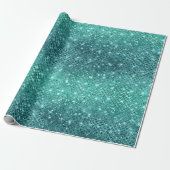 Turquoise Aqua Green Sparkle Cadeaupapier (Uitgerold)