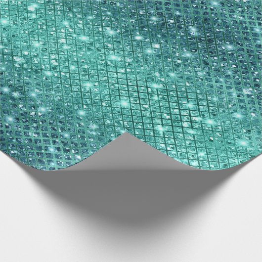 Turquoise Aqua Green Sparkle Cadeaupapier (Hoek)
