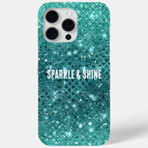 Turquoise Aqua Green Sparkle iPhone 15 Pro Max Hoesje