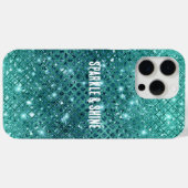 Turquoise Aqua Green Sparkle Case-Mate iPhone Case (Achterkant (horizontaal))