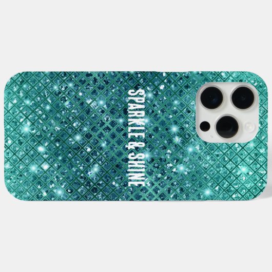 Turquoise Aqua Green Sparkle Case-Mate iPhone Case (Achterkant (horizontaal))