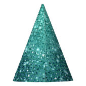 Turquoise Aqua Green Sparkle Feesthoedjes (Achterkant)