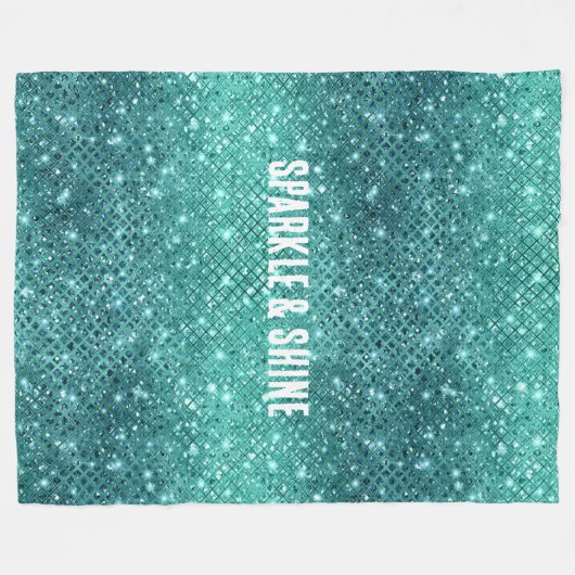 Turquoise Aqua Green Sparkle Fleece Deken (Voorkant (Horizontaal))