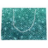 Turquoise Aqua Green Sparkle Groot Cadeauzakje (Voorkant)