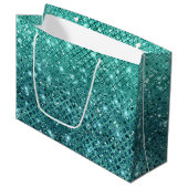 Turquoise Aqua Green Sparkle Groot Cadeauzakje (Voorkant Gekanteld)
