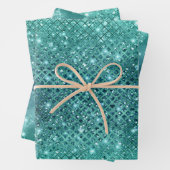 Turquoise Aqua Green Sparkle Inpakpapier Vel (In situ)