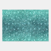Turquoise Aqua Green Sparkle Inpakpapier Vel (Voorkant)