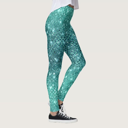 Turquoise Aqua Green Sparkle Leggings (Rechts)