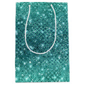 Turquoise Aqua Green Sparkle Medium Cadeauzakje (Voorkant)