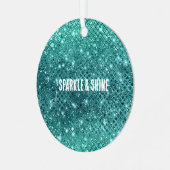 Turquoise Aqua Green Sparkle Metalen Ornament (Voorkant links)