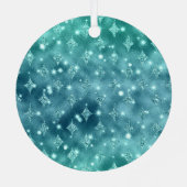 Turquoise Aqua Green Sparkle Metalen Ornament (Achterkant)