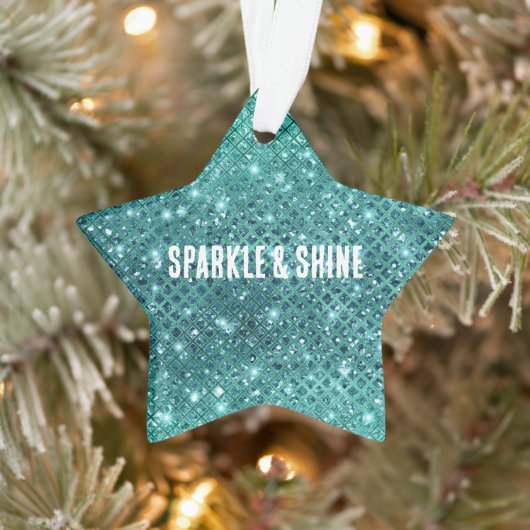 Turquoise Aqua Green Sparkle Ornament (Boom)