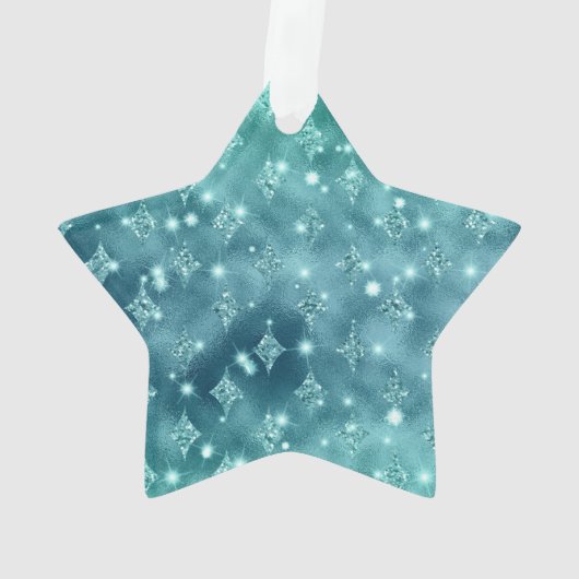 Turquoise Aqua Green Sparkle Ornament (achterkant)