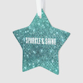 Turquoise Aqua Green Sparkle Ornament (voorkant)
